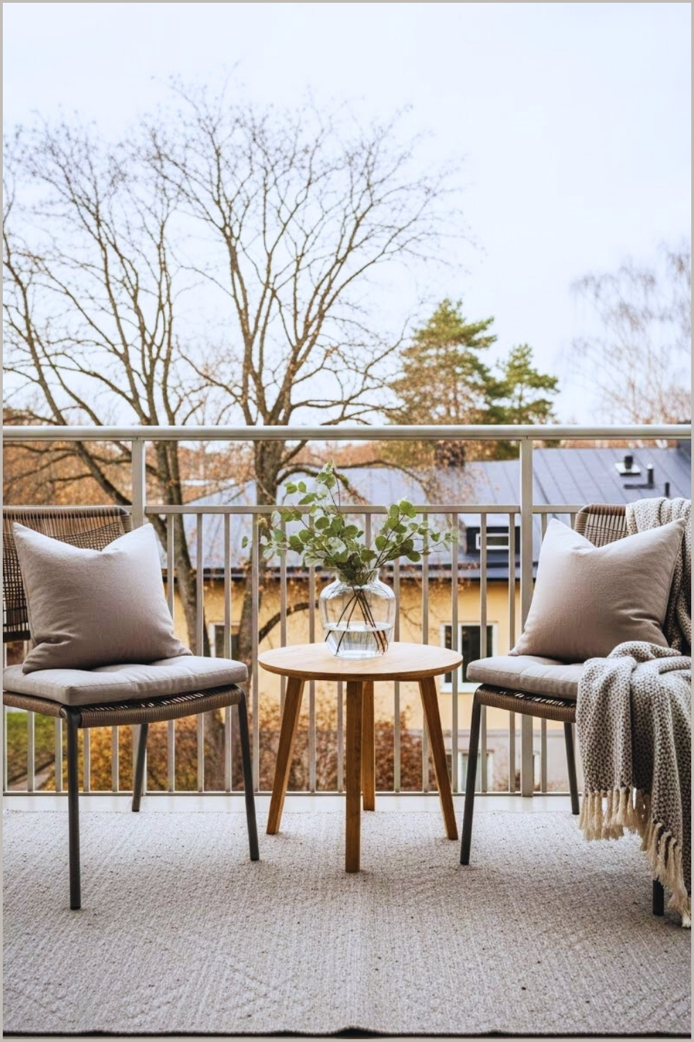 A Minimalist Scandinavian Balcony With Woven