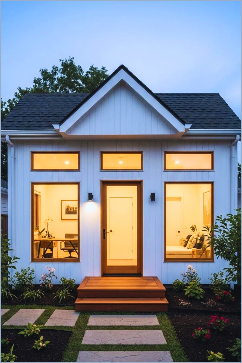 A Minimalist White Cottage Style Backyard Office