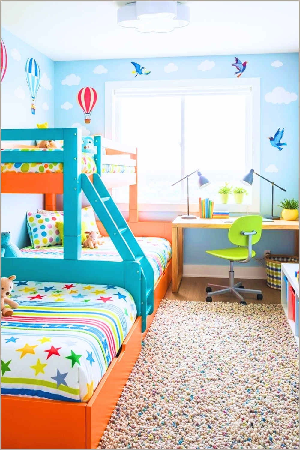A Playful Kids Bedroom With Colorful Bunk Beds