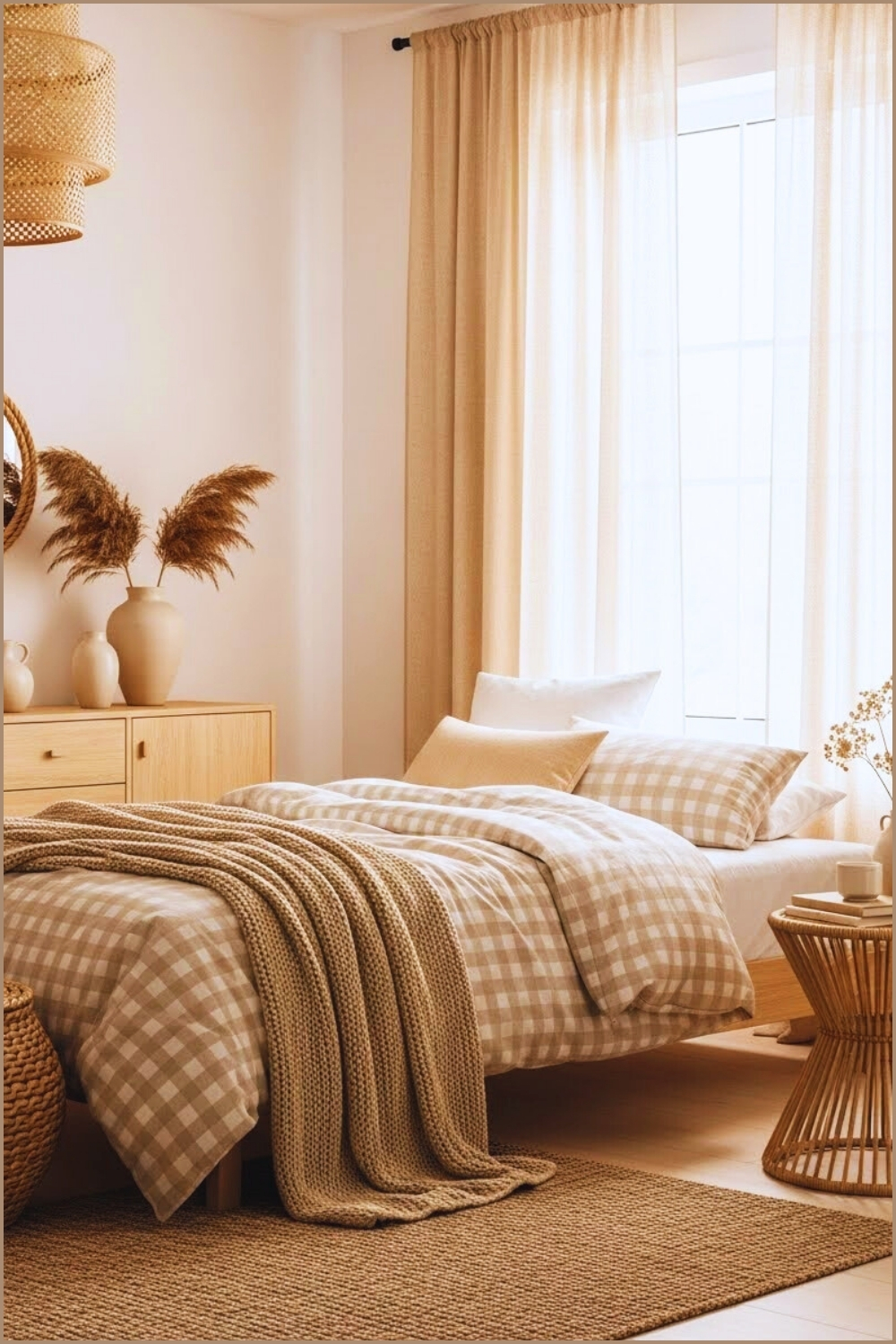 A Serene Minimalist Bedroom Styled In Soft Neutral Tones