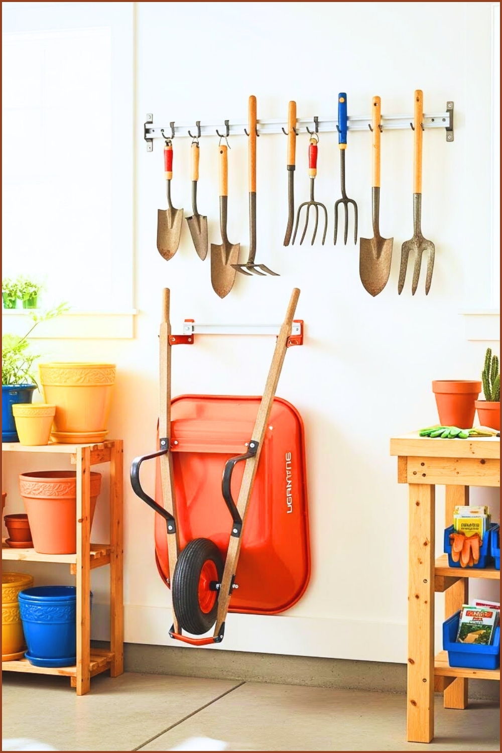 A Smart Garage Organization Setup With A Wall Mounted