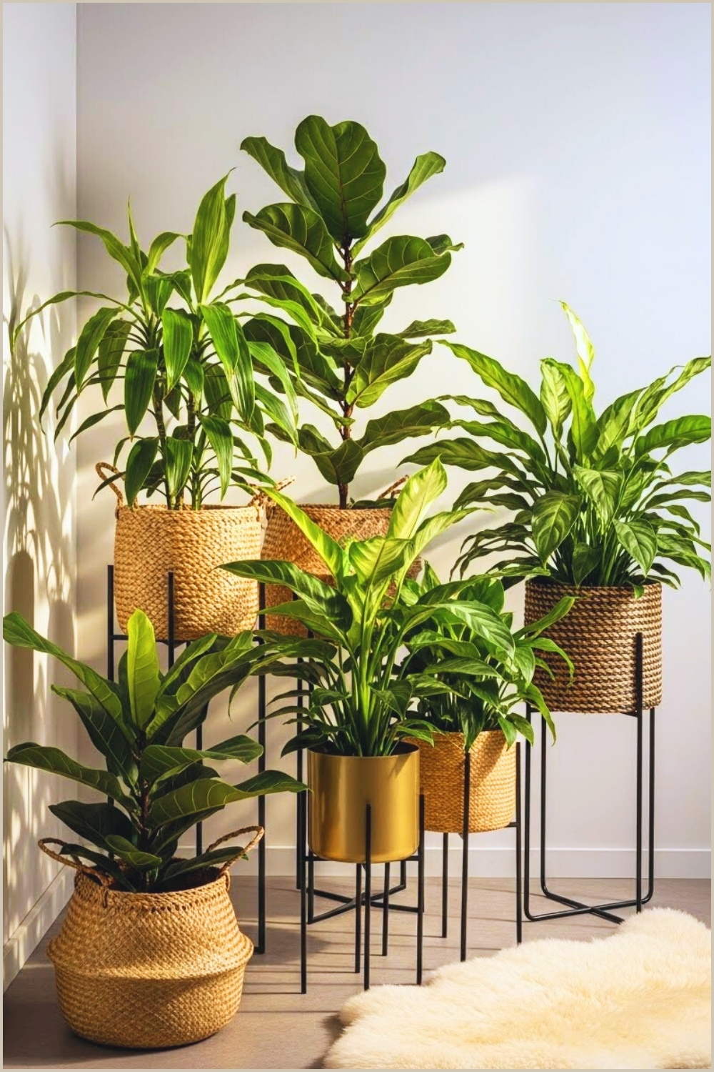 A Stylish Indoor Plant Corner With Large Tropical