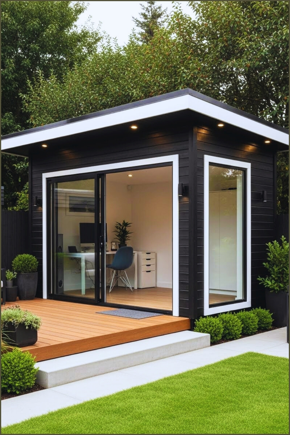 A Stylish Modern Backyard Office Shed With Minimalist