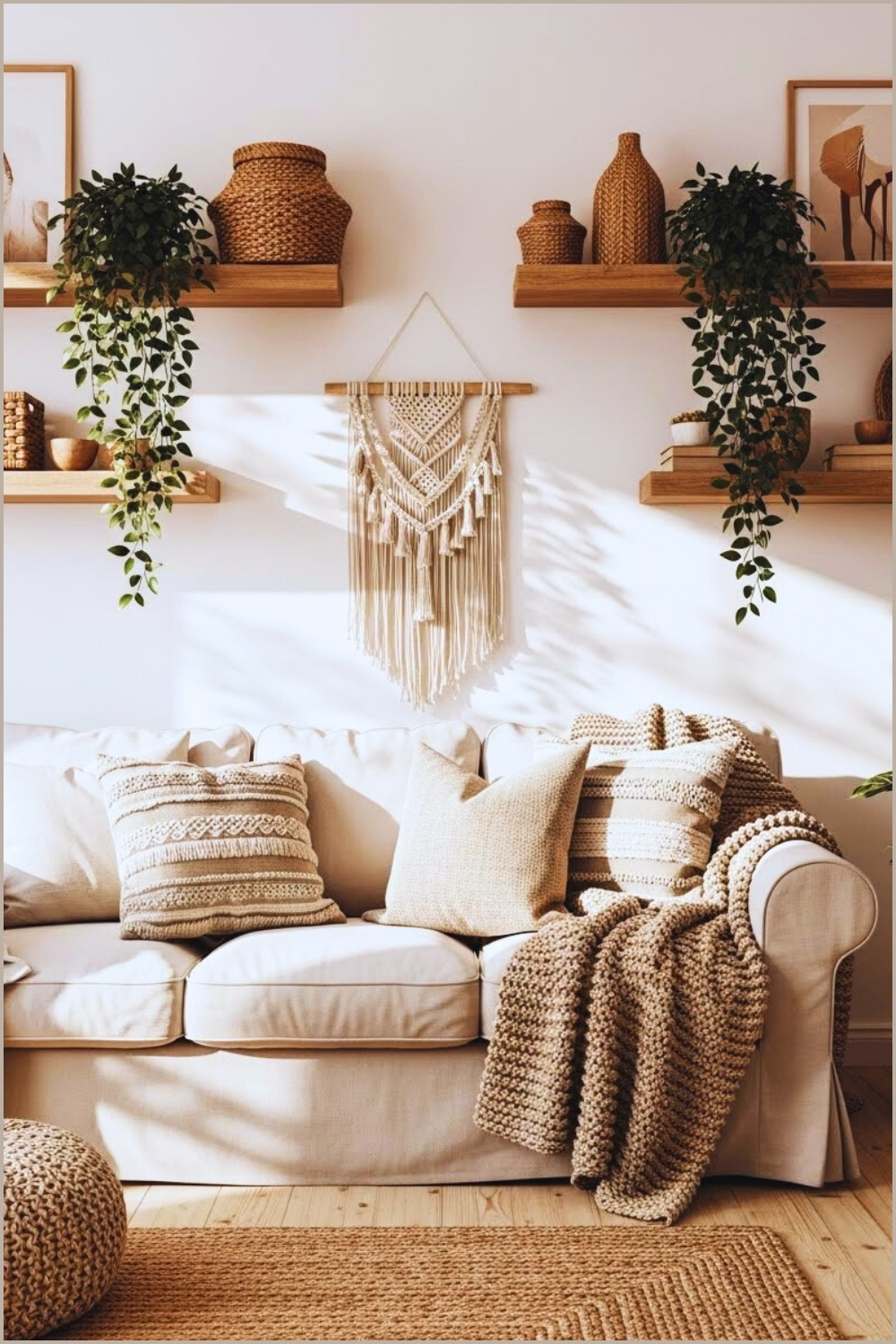 A Sun Drenched Boho Cottagecore Living Room With A Soft