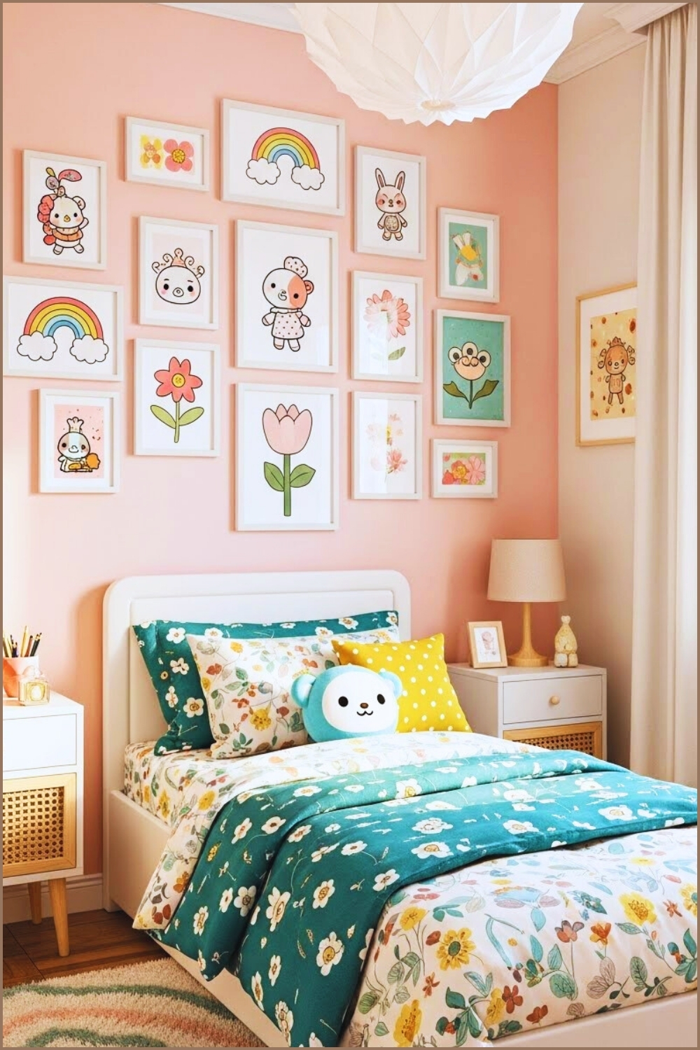 A Toca Boca Inspired Kids Bedroom With A Soft Pink Accent Wall