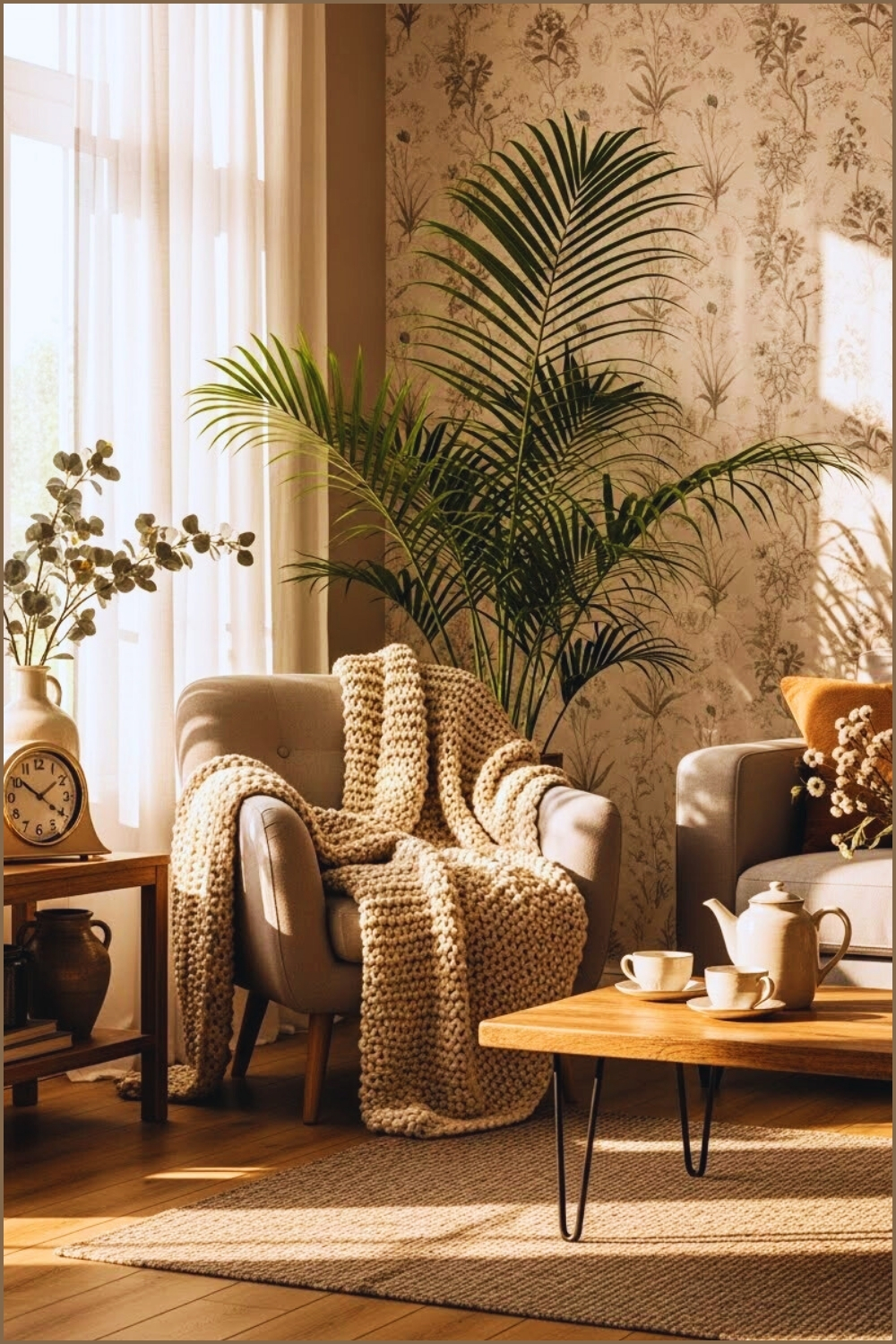A Warm Cottagecore Living Room Corner Bathed In Golden