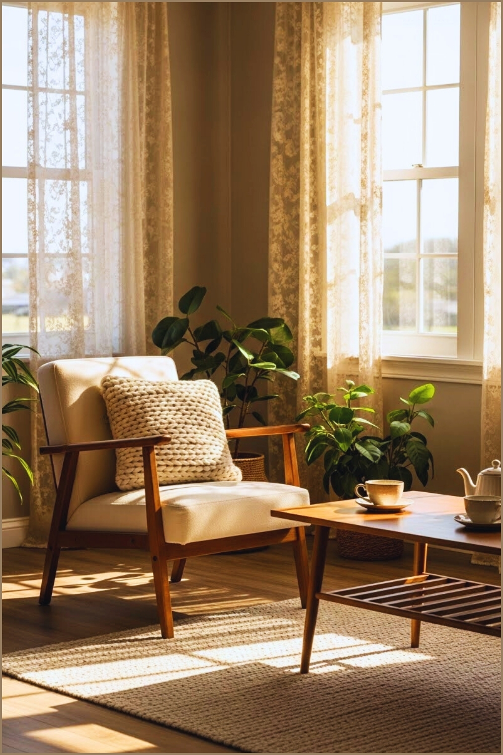 A Warm Vintage Cottagecore Living Room Corner Bathed