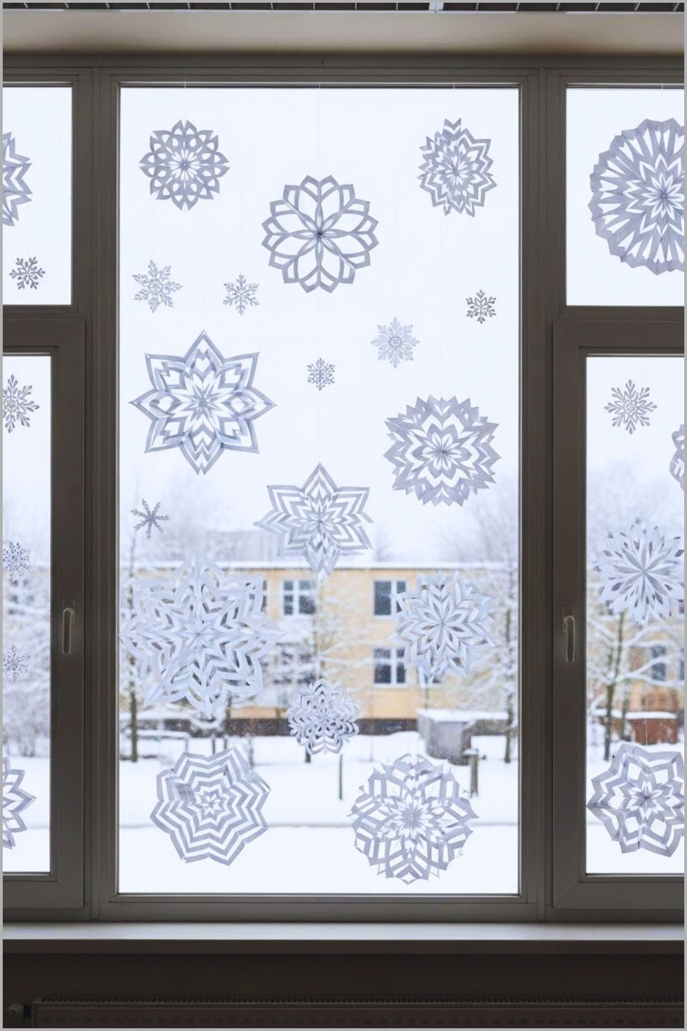 A Winter Themed Classroom Window Decorated