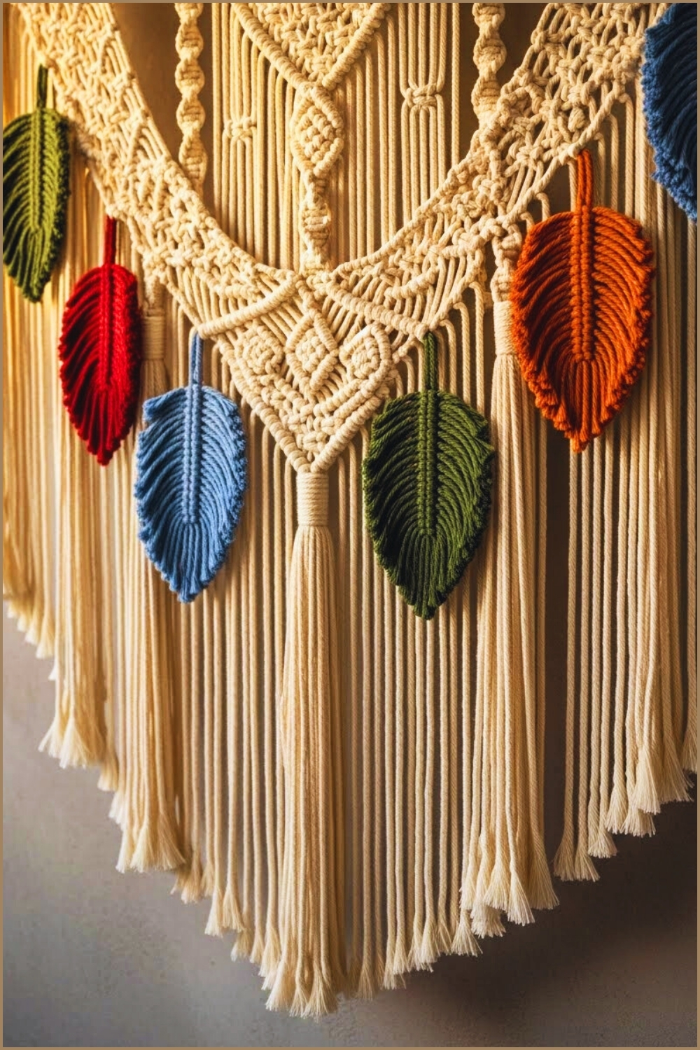 Artistic Boho Macrame Curtain Hanging On Wall