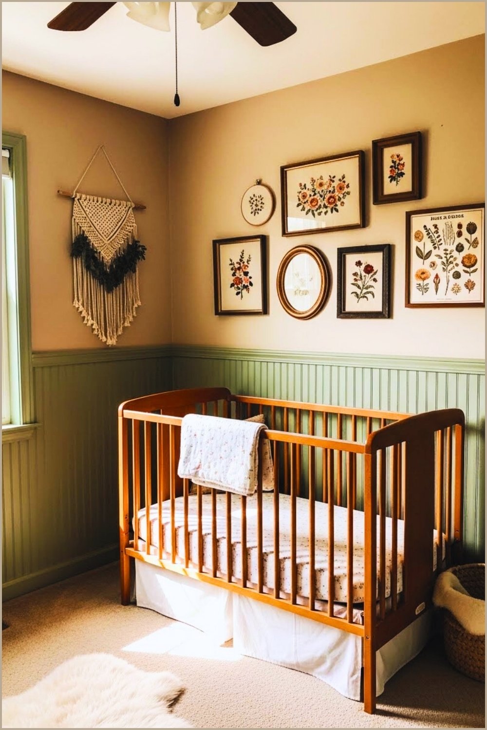 Baby Nursery Room Cottage Vintage Style Wooden Crib