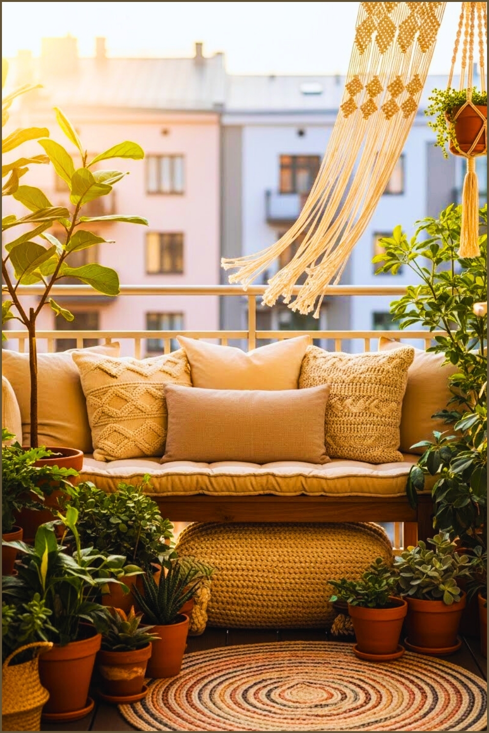 Balcony Reading Nook, Cushioned Wooden Bench