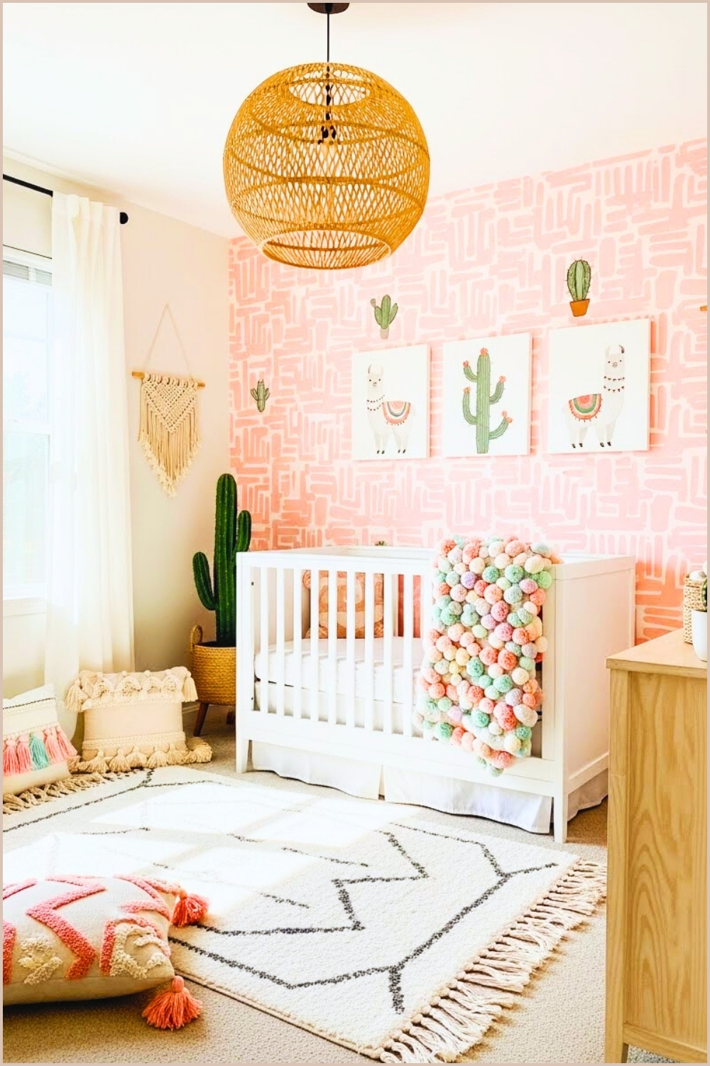 Boho Desert Nursery, Pink Abstract Textured Wallpaper