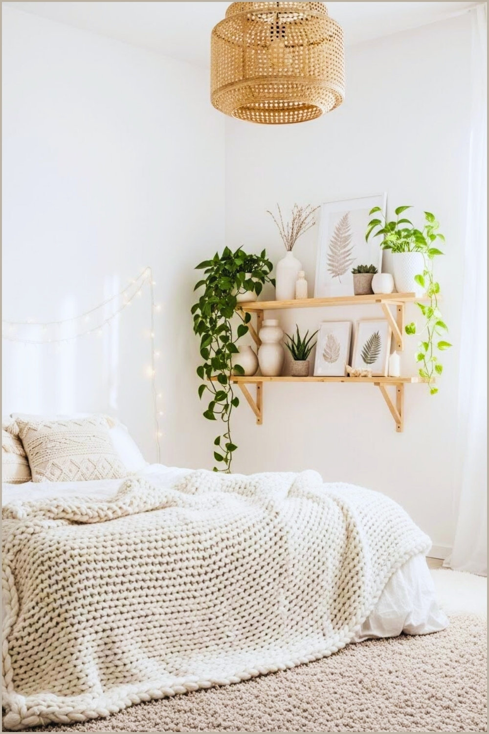 Bright Airy Boho Bedroom In Neutral White Palette