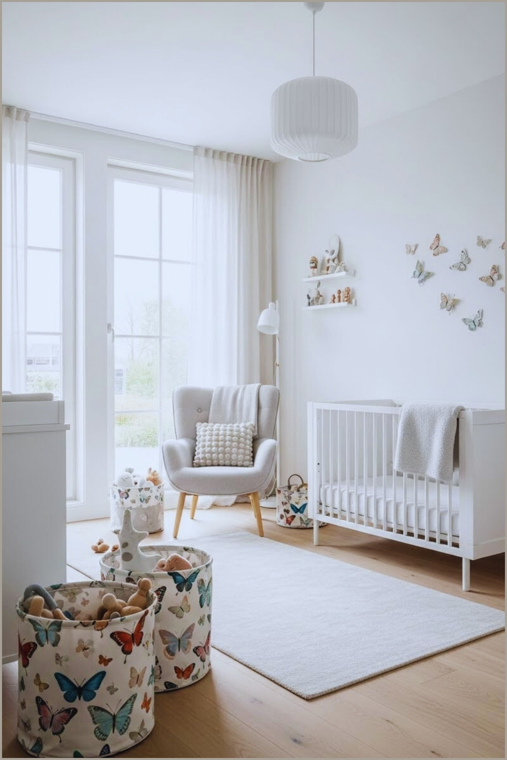 Bright Airy Butterfly Themed Nursery With Minimalist Scandinavian