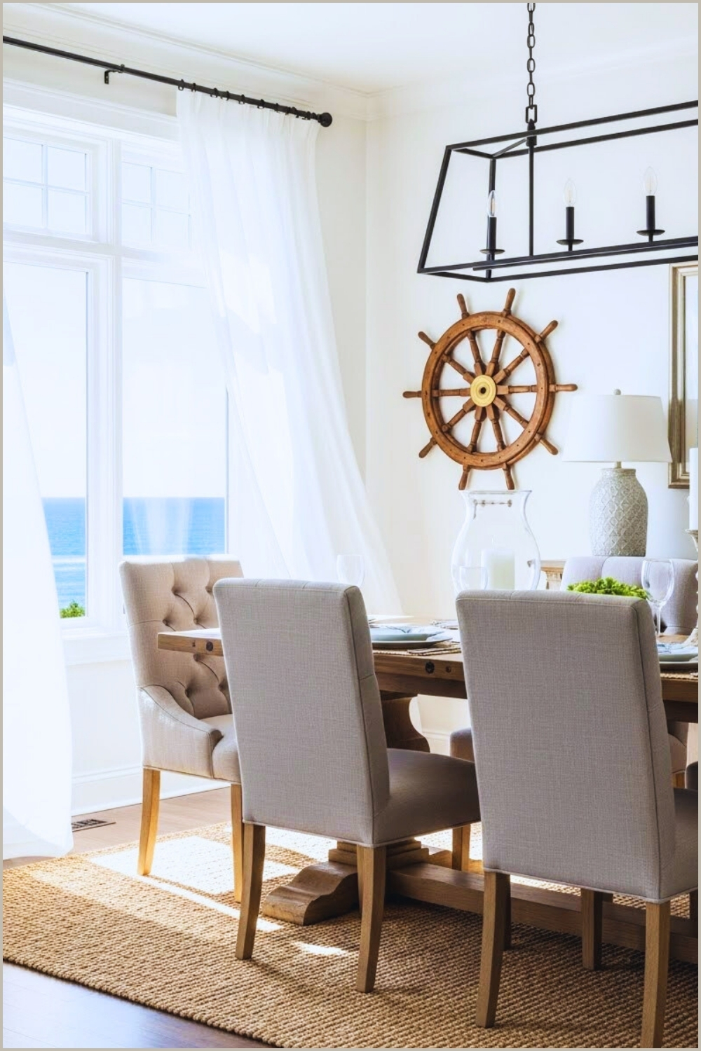 Bright Coastal Dining Room With Refined Nautical Decor