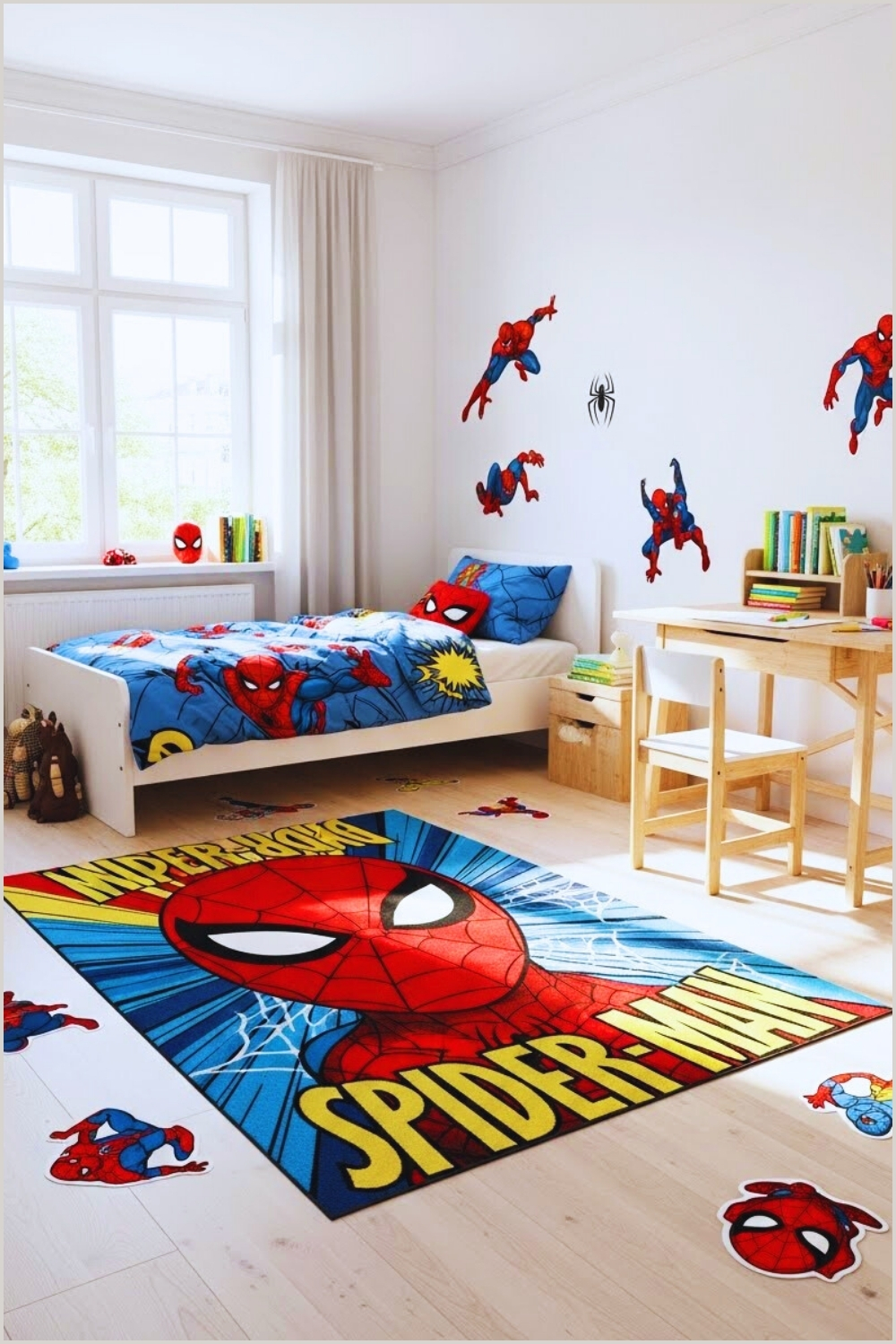 Bright Kids Bedroom Interior With White Walls