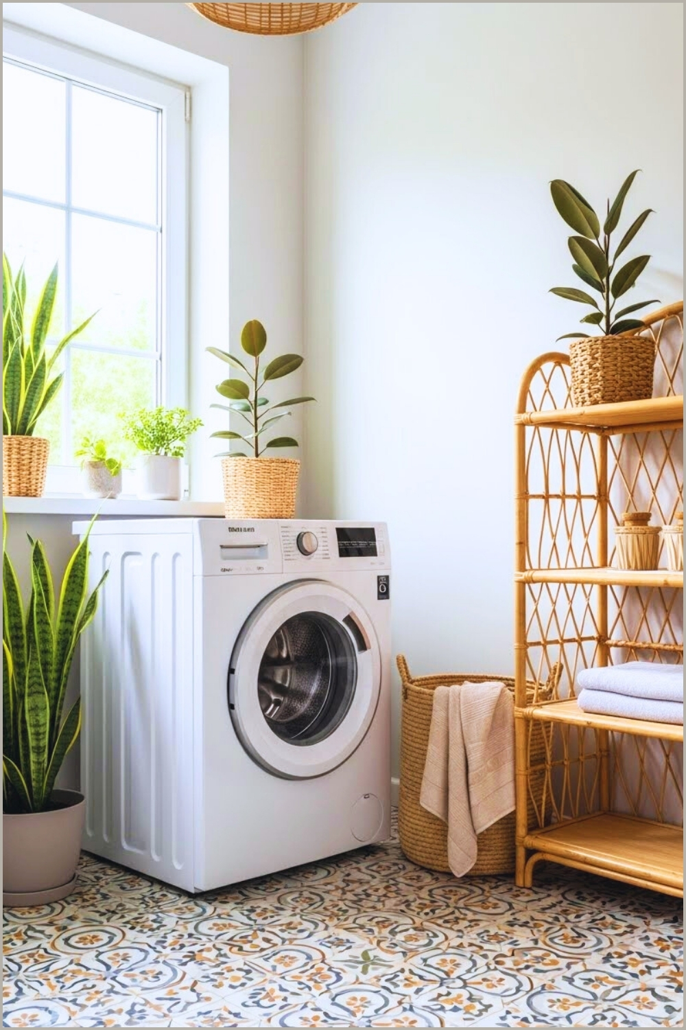 Bright Minimalist Laundry Room With Cozy Boho Vibes