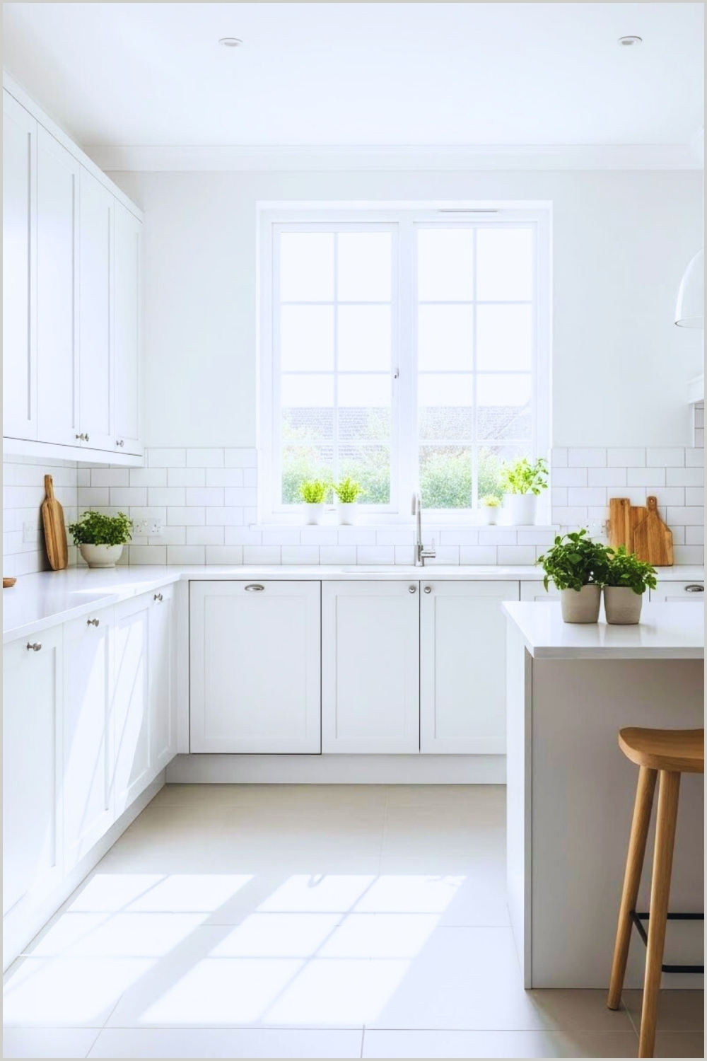 Bright Minimalist White Kitchen Interior