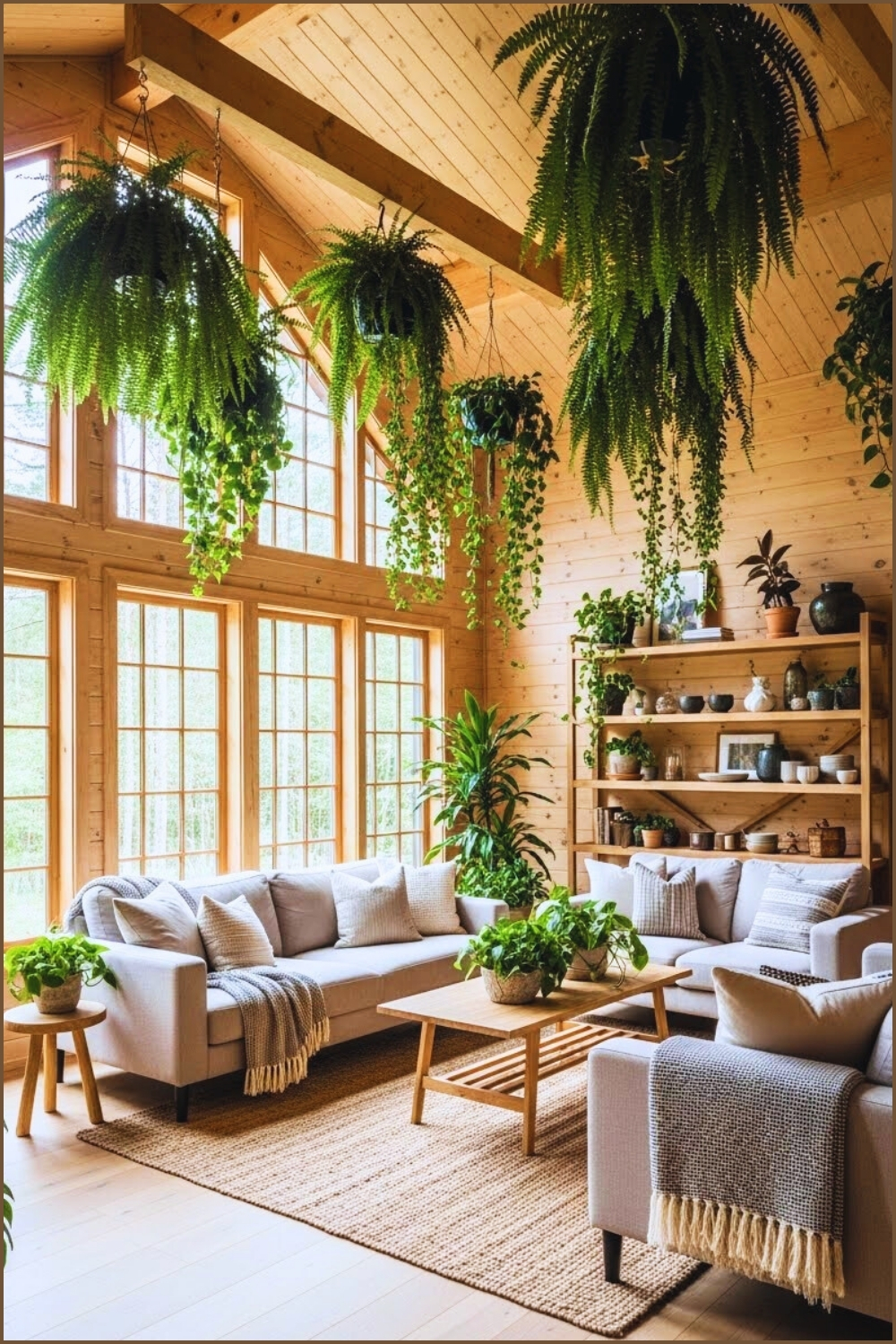 Bright Modern Rustic Cabin Living Room Filled With Abundant