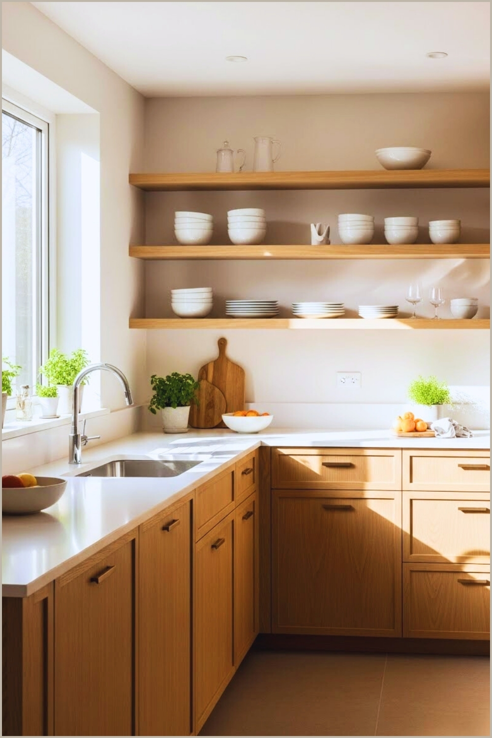 Bright Scandinavian Japandi Kitchen Interior