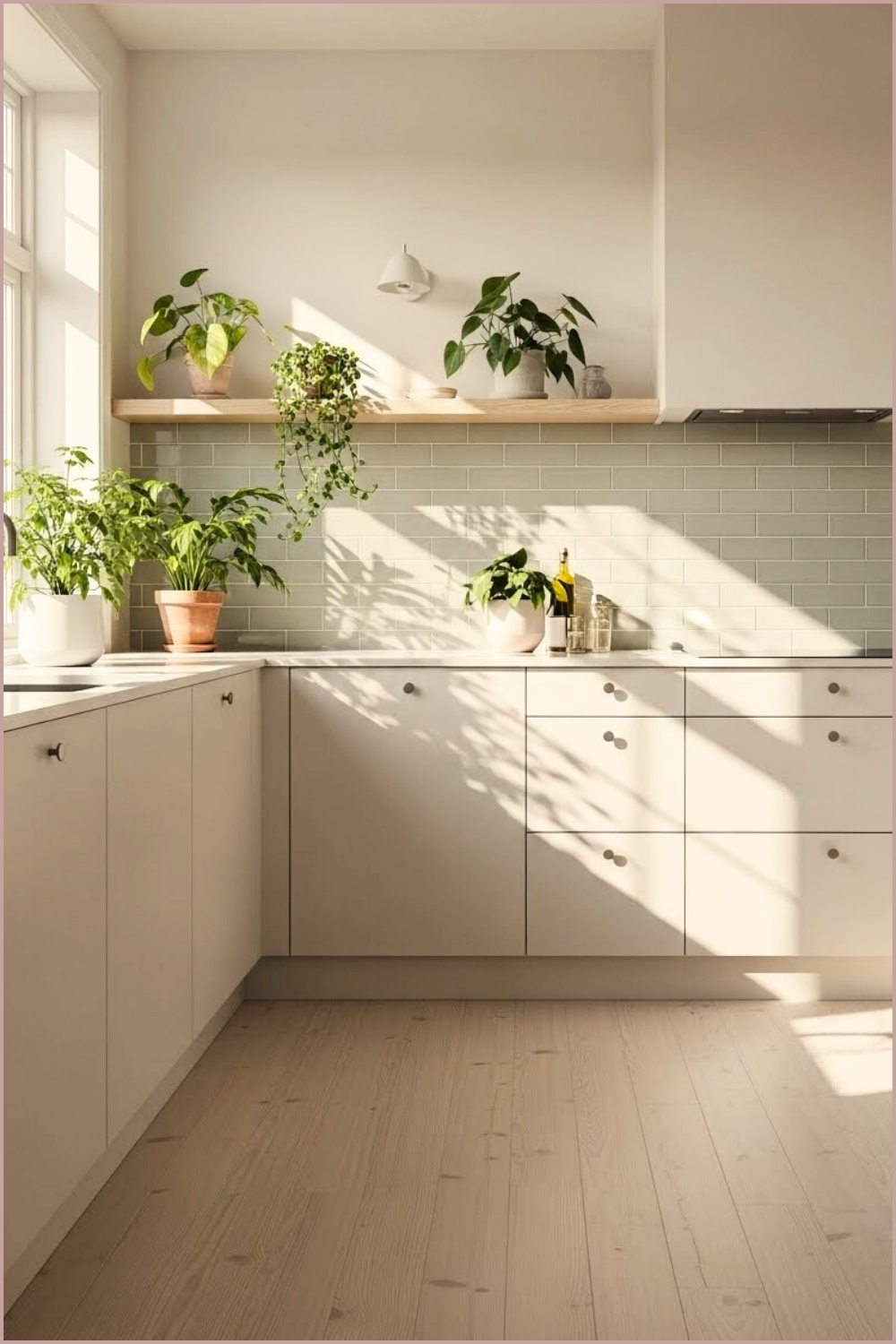 Bright Scandinavian Kitchen Interior Matte White Cabinets