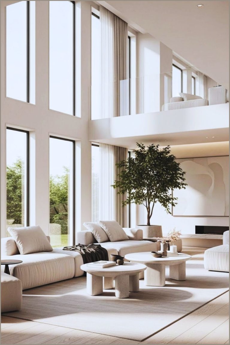 Calming Minimalist Modern Living Room Interior