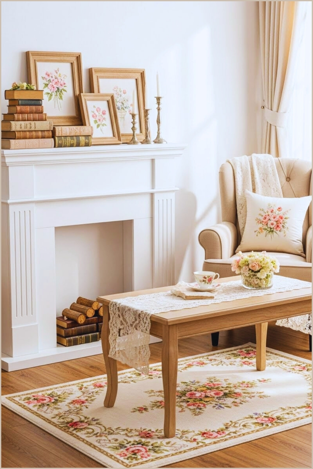Charming Vintage Inspired Living Room With A White
