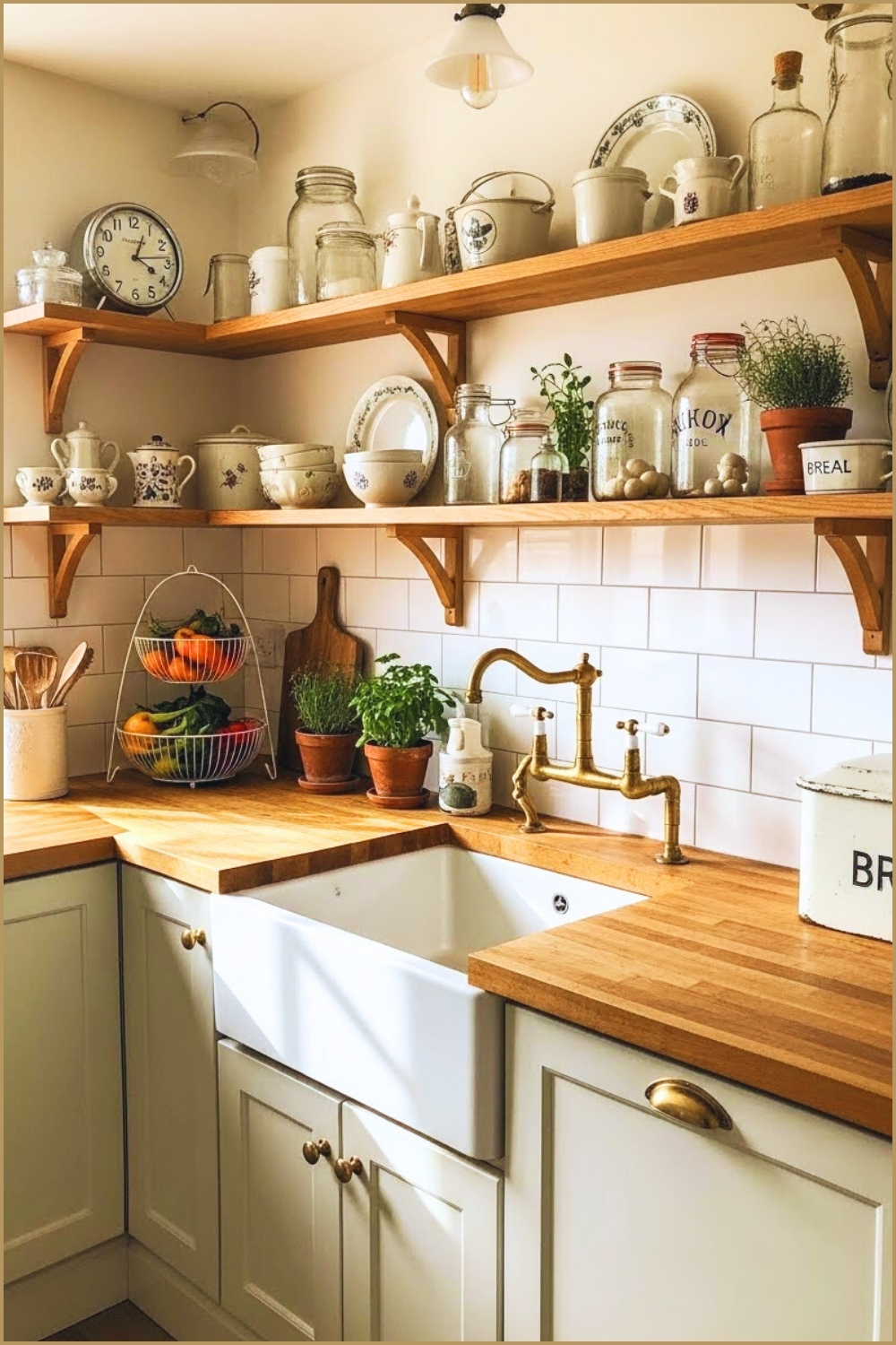 Classic Farmhouse Kitchen With White Cabinets