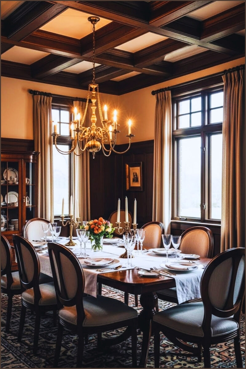 Classic Traditional Dining Room Interior Rich Dark Wood