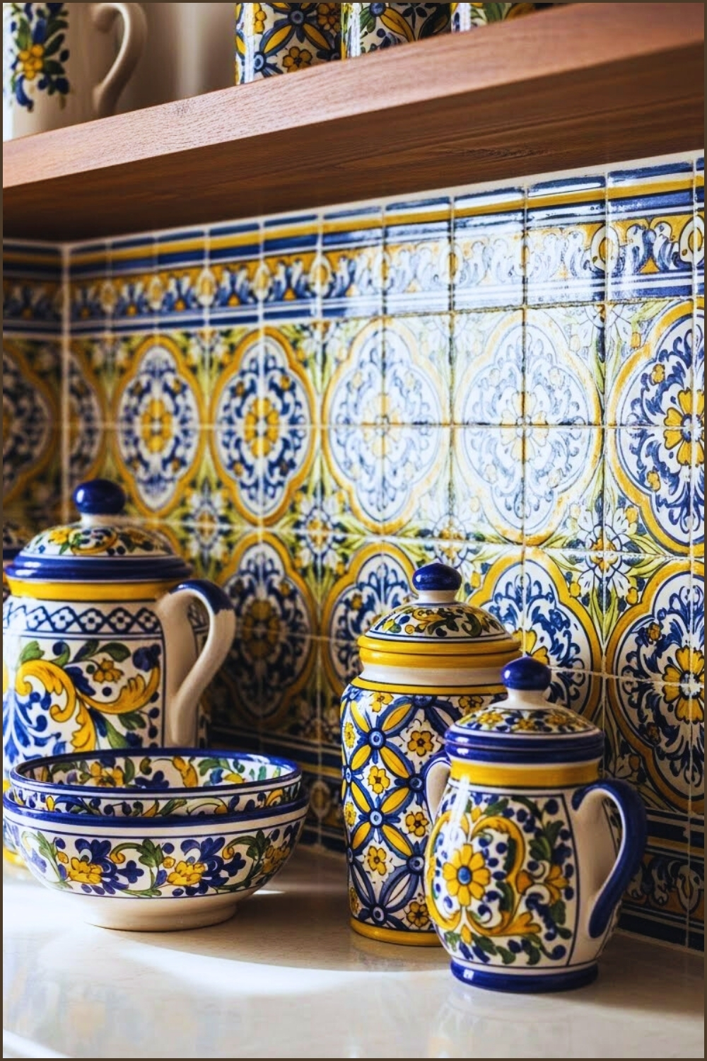 Close Up Of Authentic Spanish Ceramic Tile Backsplash