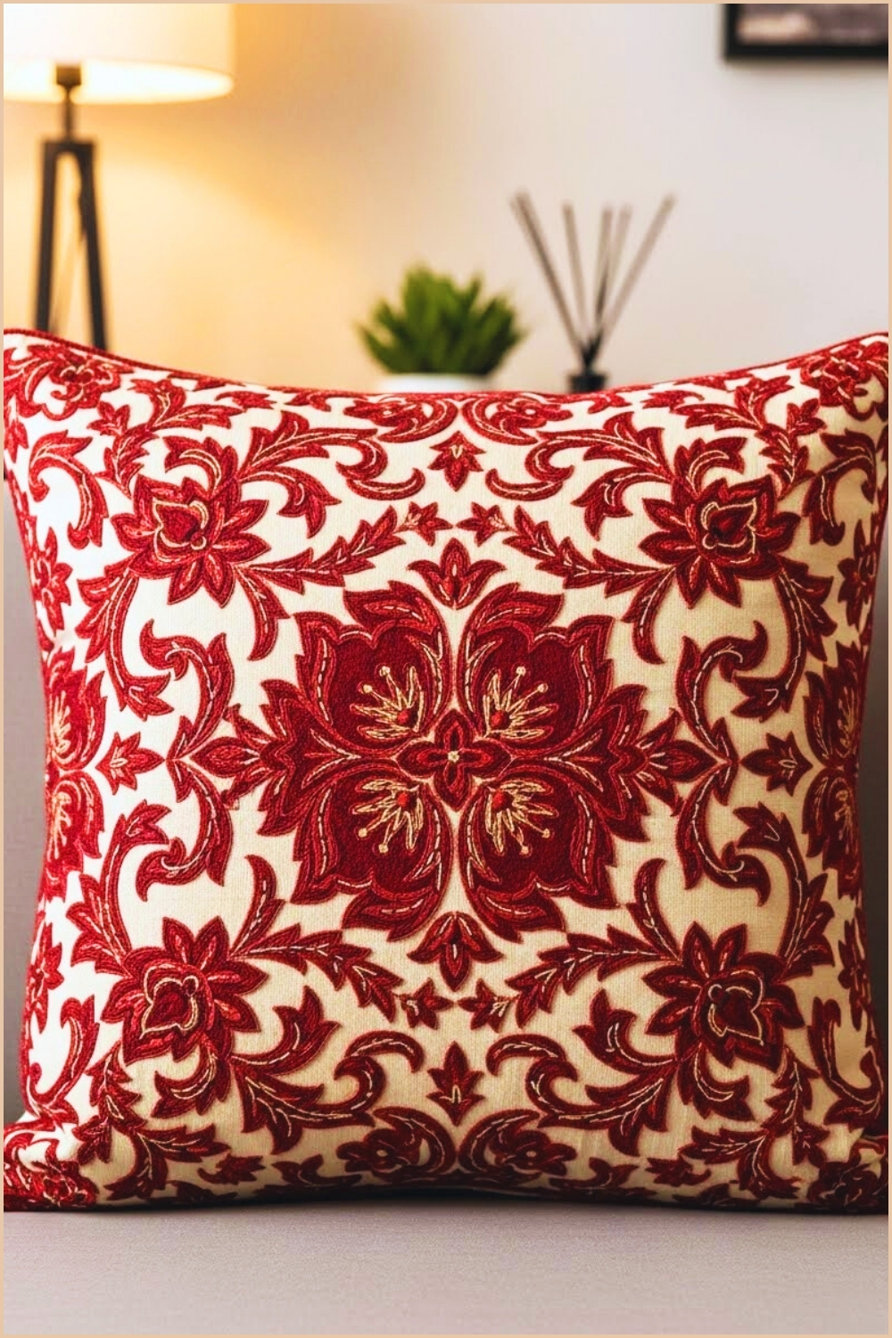 Close-up Interior Styling Shot Of A Decorative Throw Pillow
