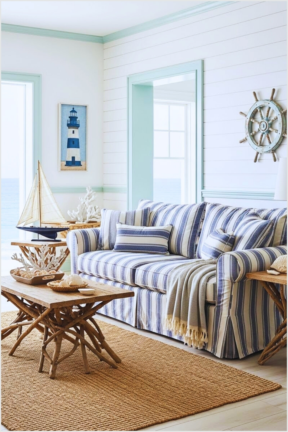 Coastal Beach House Living Room Interior