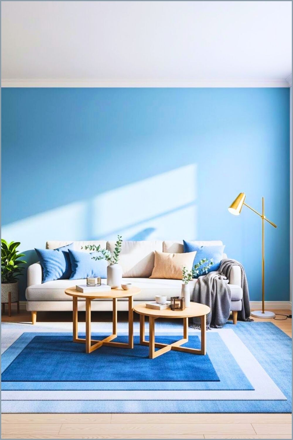 Cohesive Openn Plan Living Room With A Calming Blue Color