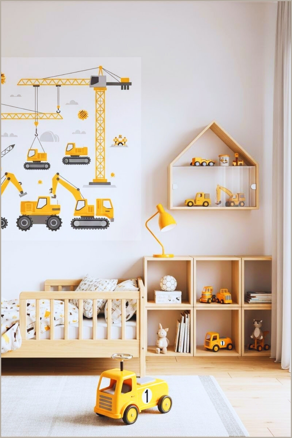 Construction Themed Toddler Bedroom Interior