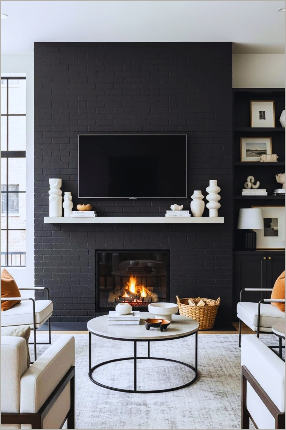 Contemporary Living Room With A Deep Charcoal Gray