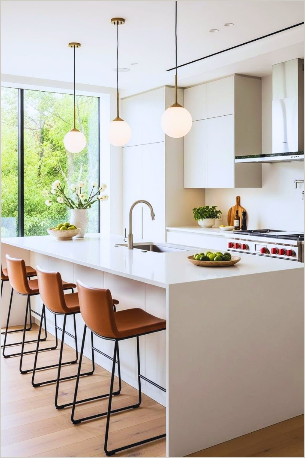 Contemporary Luxury Kitchen Interior Large White Waterfall