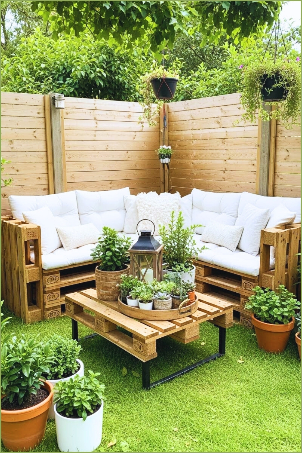 Cozy Backyard Seating Area With Diy Wooden Pallet