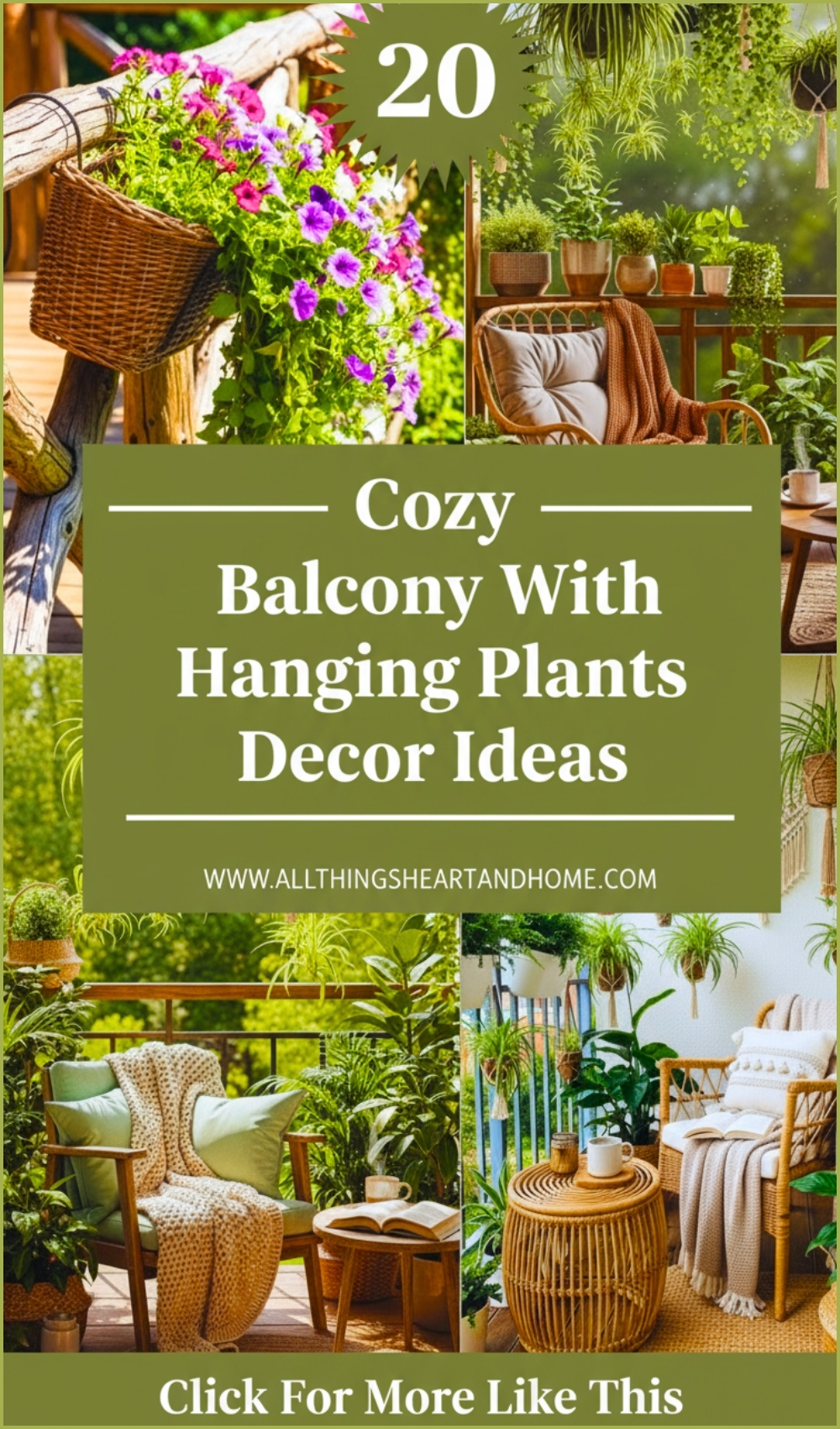 Cozy Balcony With Hanging Plants Decor Ideas