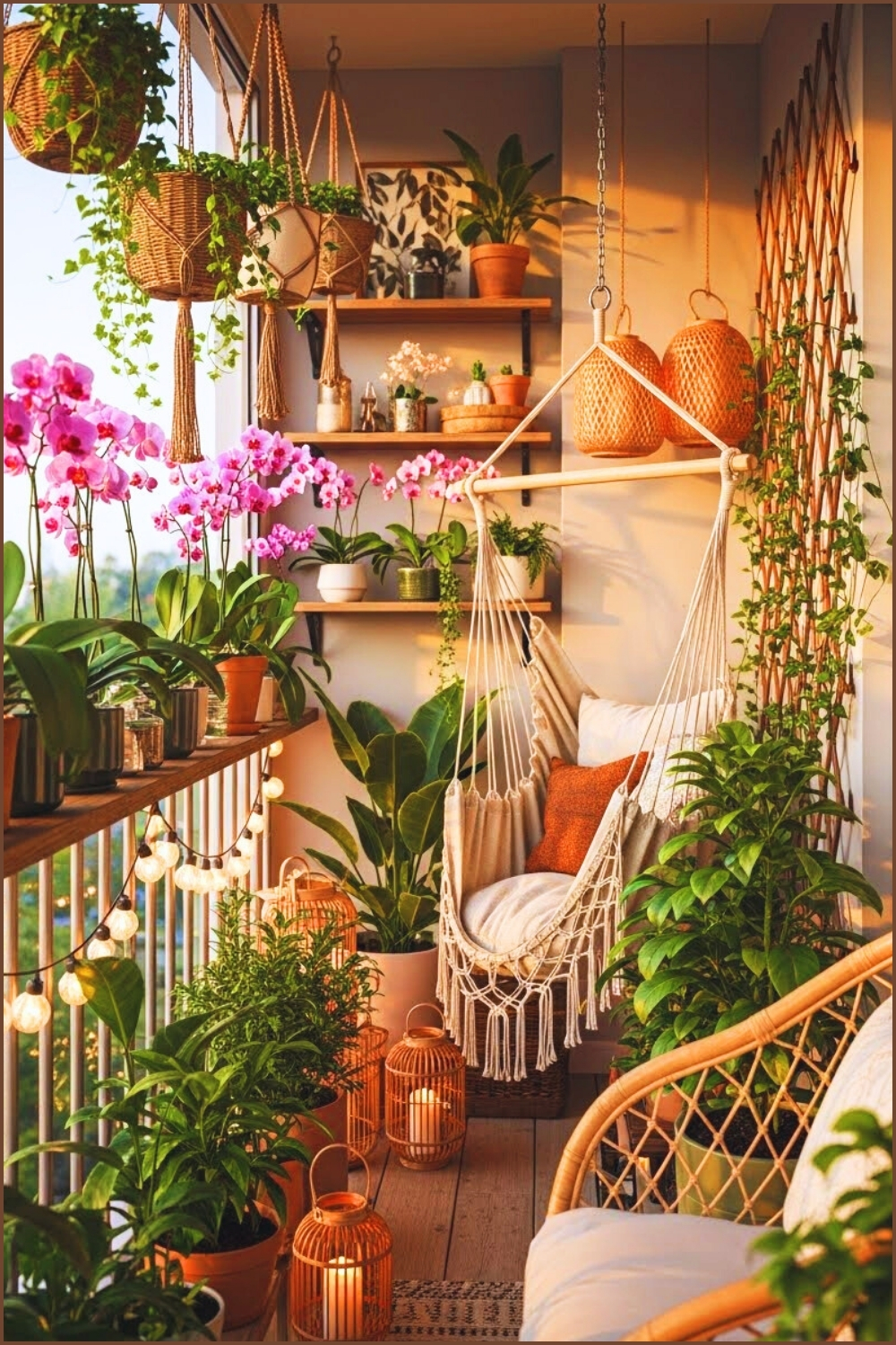 Cozy Boho Balcony Garden Filled With Lush Green