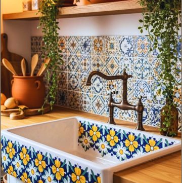 Cozy Boho Farmhouse Kitchen With A Hand Painted