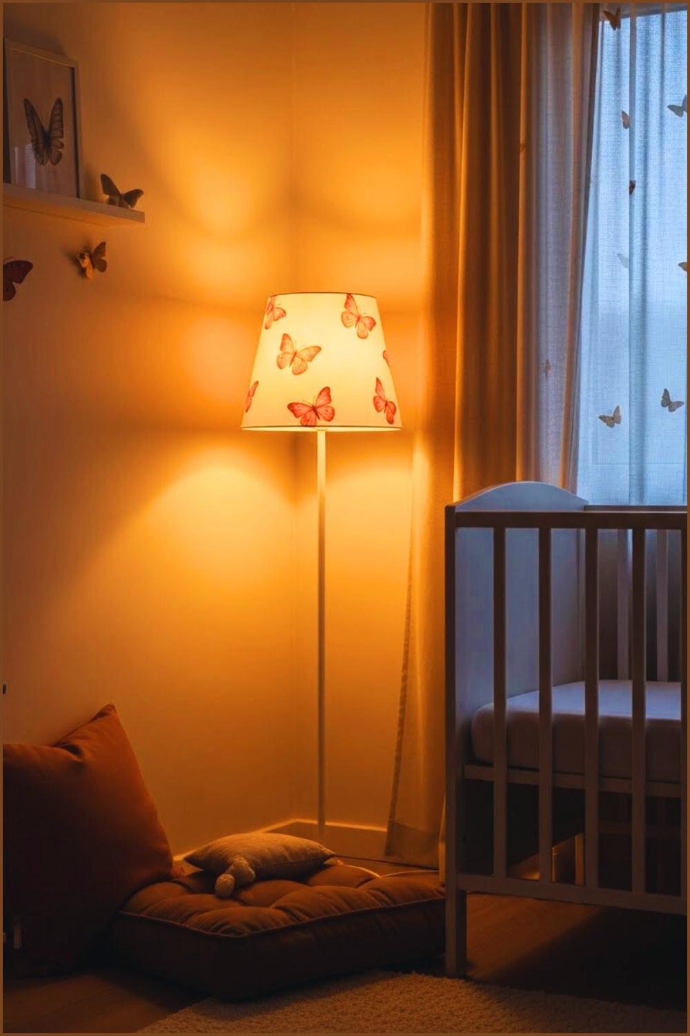 Cozy Butterfly Nursery Corner With A Soft Glowing