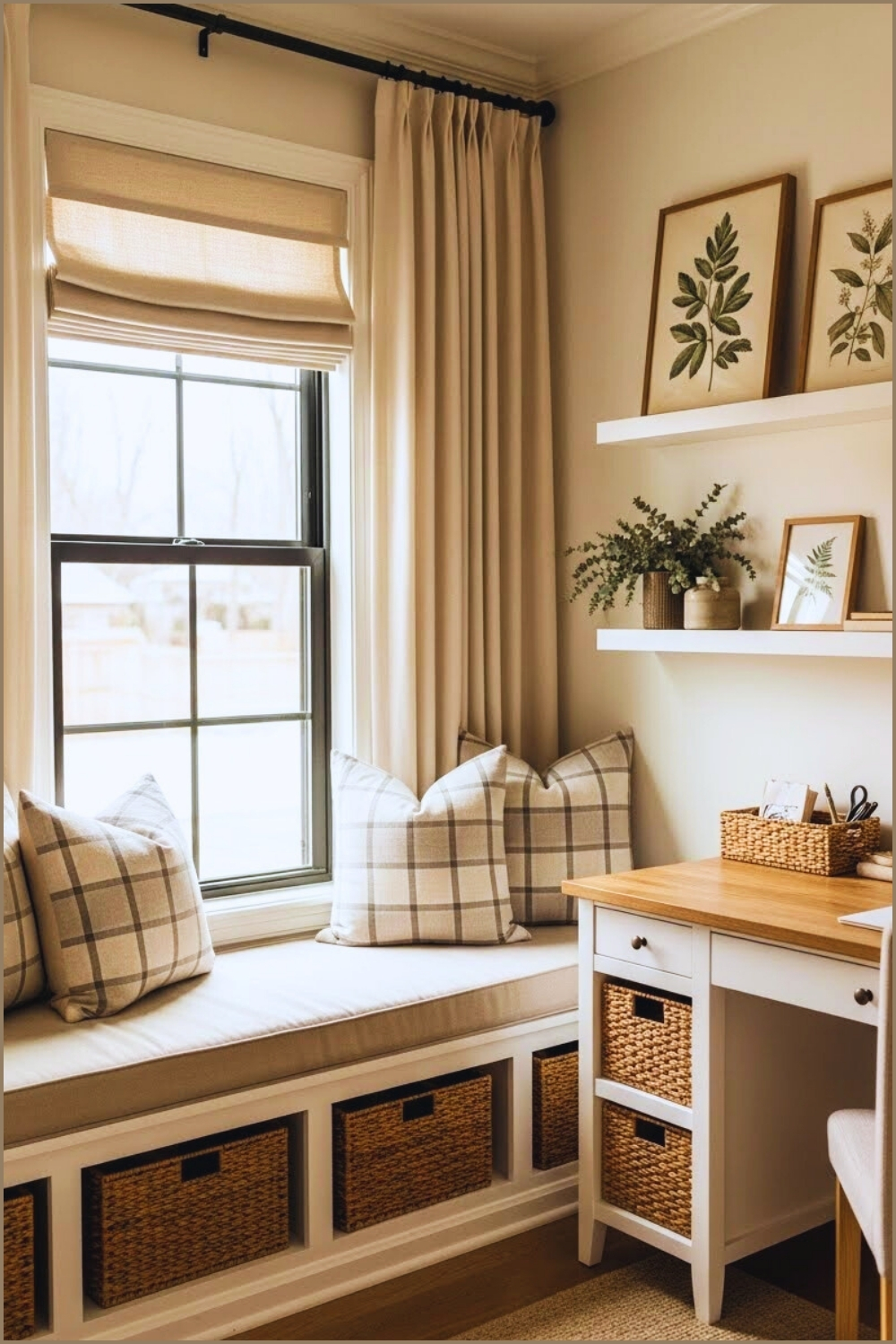 Cozy Cottage Modern Workspace With A Built In Window