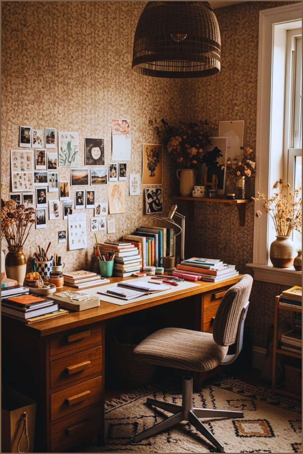 Cozy Creative Workspace With Warm Earthy Tones
