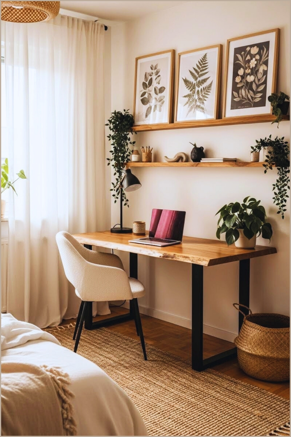 Cozy Minimalist Bedroom Workspace With A Warm