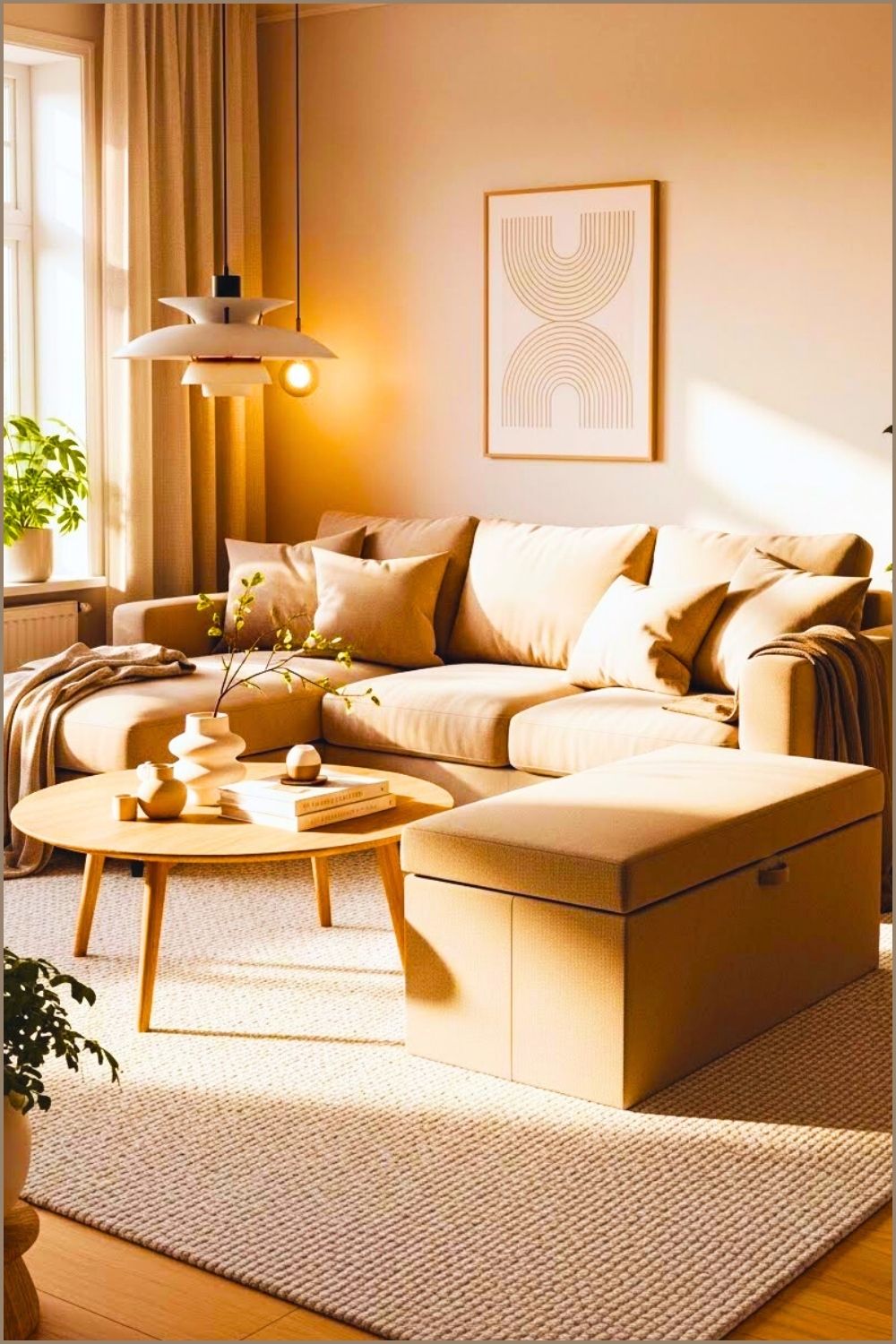 Cozy Modern Living Room With Hidden Storage Ottoman