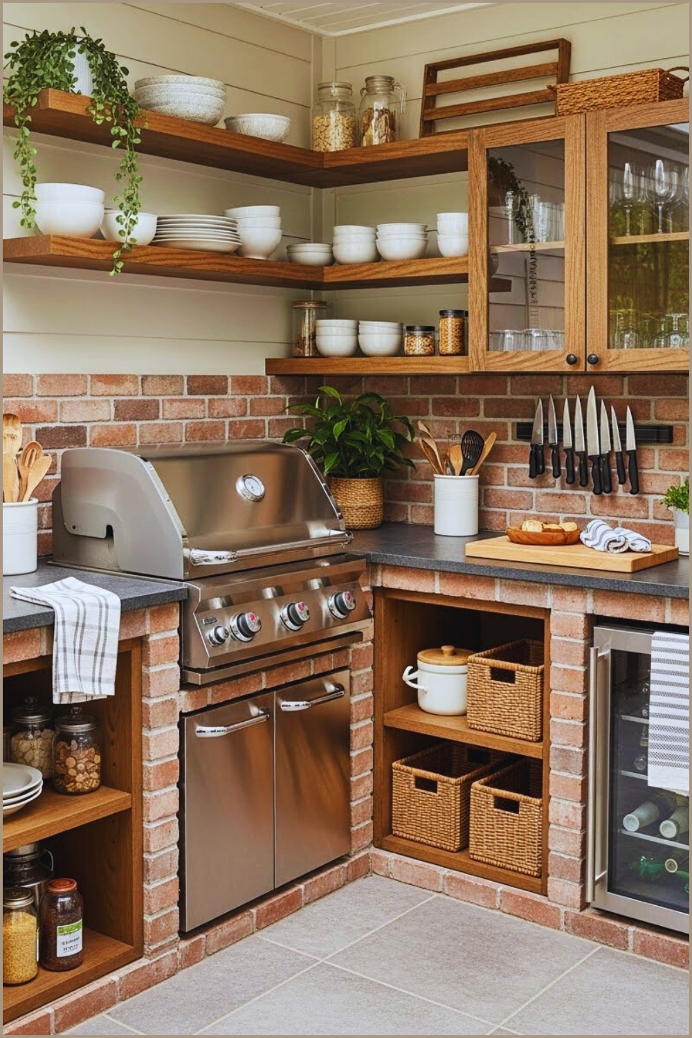 Cozy Outdoor Kitchen Corner Is Both Stylish And Functional