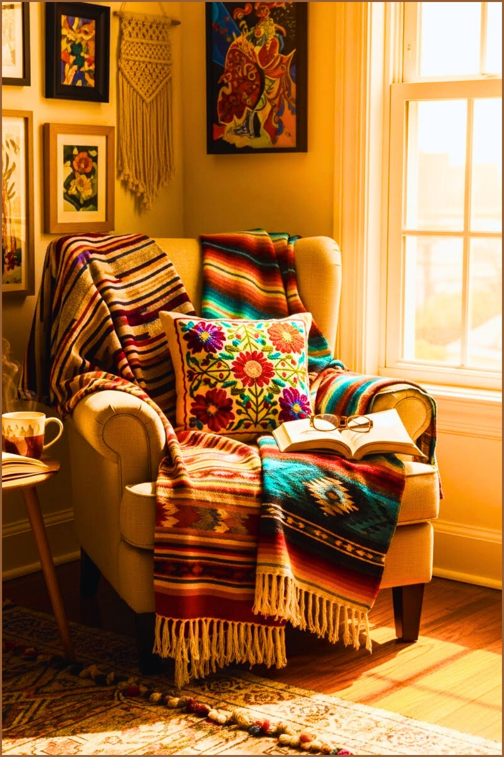 Cozy Reading Nook Interior Beige Armchair Near Window