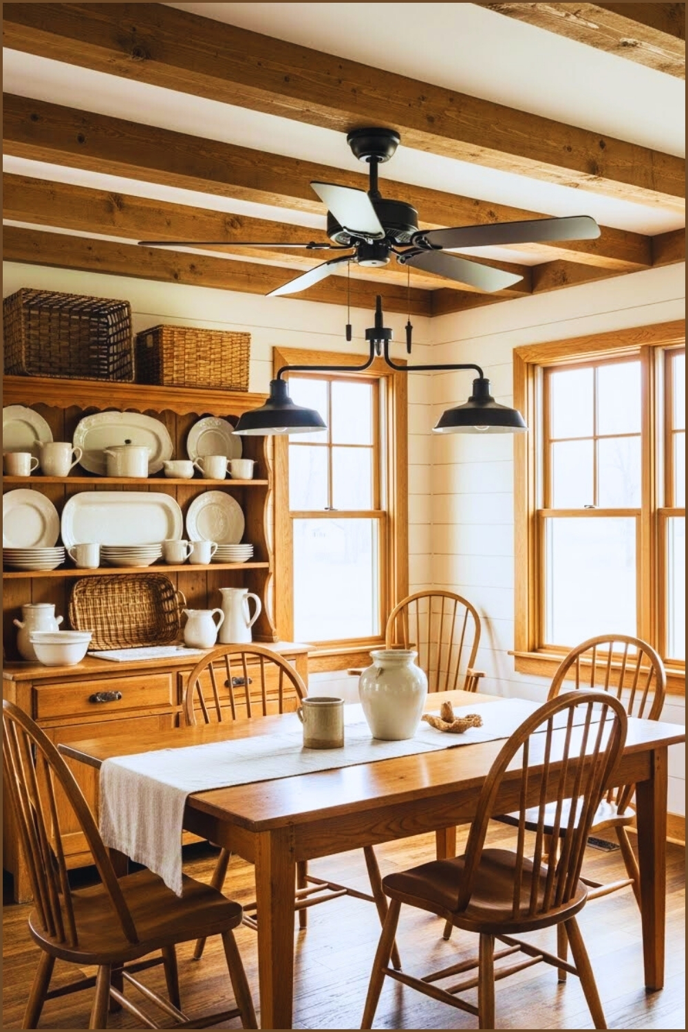Cozy Rustic Farmhouse Dining Room Interior Warm