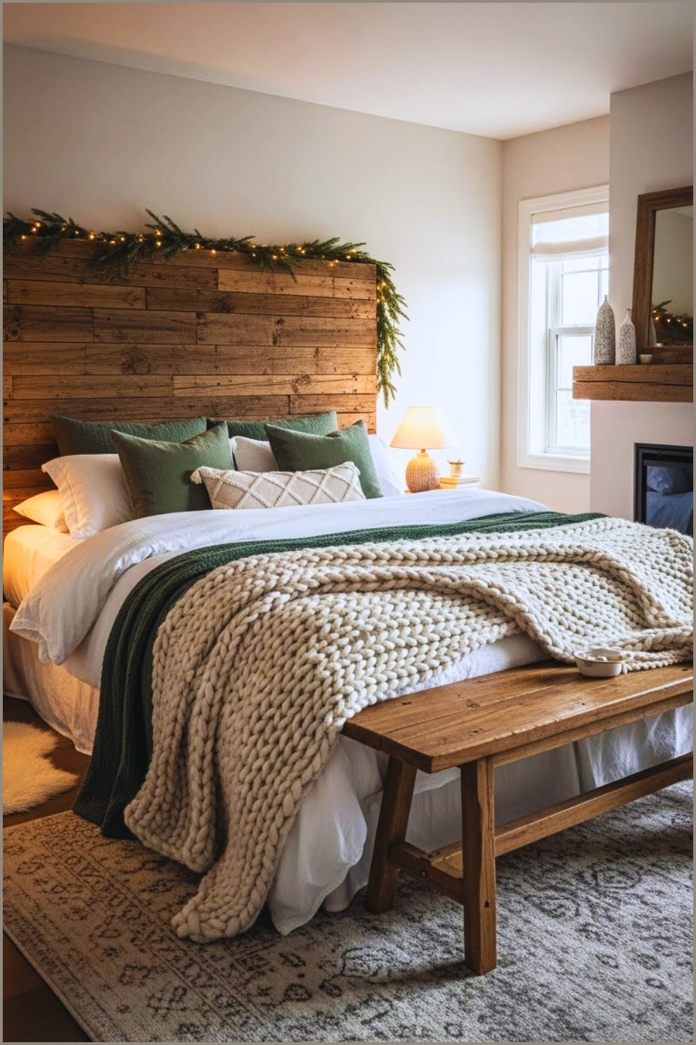 Cozy Rustic Winter Bedroom Interior With Prominent Wooden