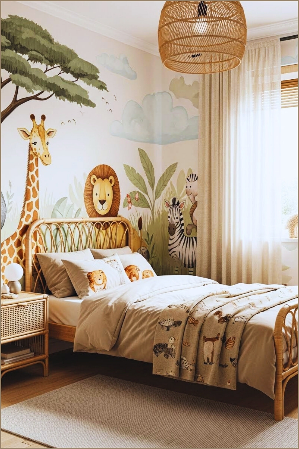 Cozy Safari Themed Children’s Bedroom Featuring
